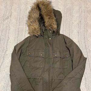 Size small juniors coat with detachable hood. Love Tree brand